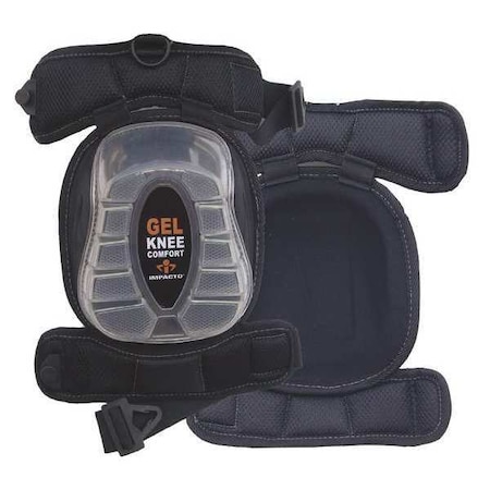 Impacto Knee Pad, Non-marring, Gel Pad, Plastic Cap, Clip Closure, 2 Straps, Black, Universal 867-00