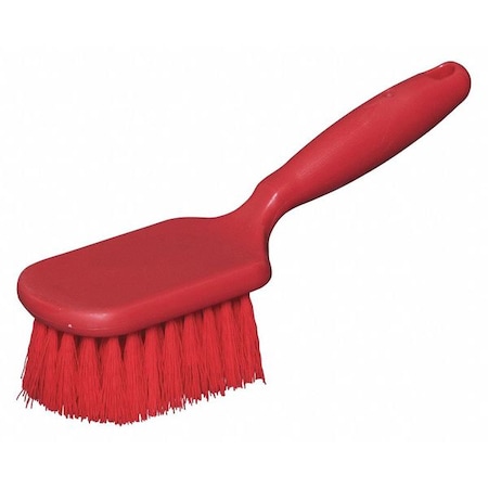 Tough Guy 3 1/2 in W Scrub Brush, Stiff, 5 1/2 in L Handle, 4 1/4 in L Brush, Red, Plastic, 10 in L Overall 48LZ41