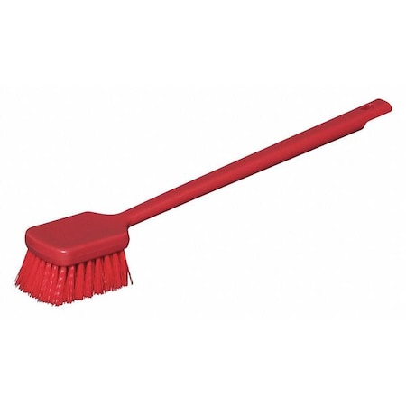 Tough Guy 3 1/2 in W Scrub Brush, Stiff, 15 3/4 in L Handle, 4 1/2 in L Brush, Red, Plastic 48LZ52