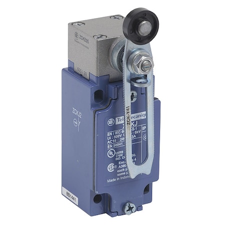 Telemecanique Sensors Limit Switch, No Lever, Rotary, 1C/O, 10A at 240V AC, Actuator Location: Side XCKJ20541