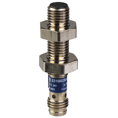 Telemecanique Sensors Cylindrical, Inductive Proximity Sensor, 13 mm Dia., Stainless Steel, M8, 3 Wires, Shielded XS108B3PAM8
