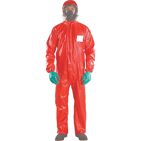 Ansell Chemical Resistant Coverall, S, Red, Chemical Laminate RD96-T-92-111-02