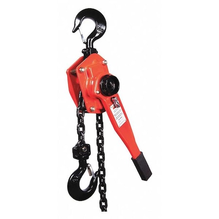 Dayton Lever Chain Hoist, 6,000 lb Load Capacity, 15 ft Hoist Lift, 1 29/64 in Hook Opening 48ME57