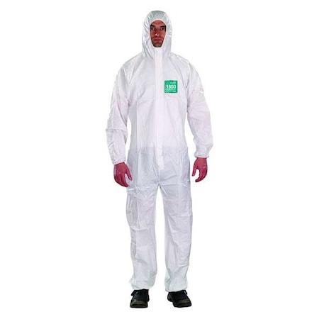 Ansell Hooded Coverall, Xl, White, Microporous Laminate WH18-B-92-111-05