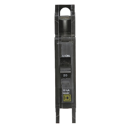Square D Miniature Circuit Breaker, QO Series, 20A, 1 Pole, 120/240V AC, 10kA at 120/240V AC QOUR120