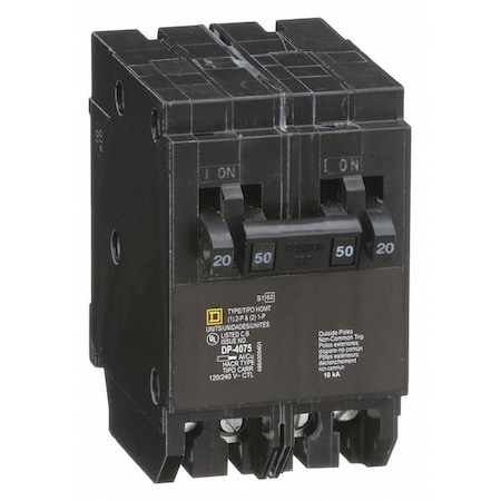 Square D Miniature Circuit Breaker, HOMELINE Series, 20A, 2x1, 1x2 Pole, 120/240V AC, 10kA at 120/240V AC HOMT2020250