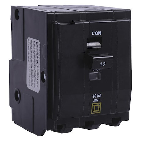 Square D Miniature Circuit Breaker, QO Series, 20A, 3 Pole, 240V AC, 10kA at 120/240V AC QO3205237
