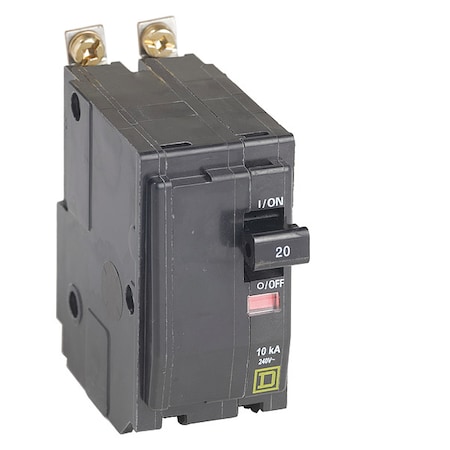 Square D Miniature Circuit Breaker, QO Series, 20A, 2 Pole, 240V AC, 10kA at 120/240V AC QOB220H