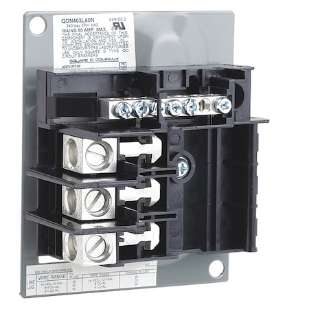 Square D Mounting Base, QO plug on circuit breakers Use With, 120/240V AC, 60A QON403L60N
