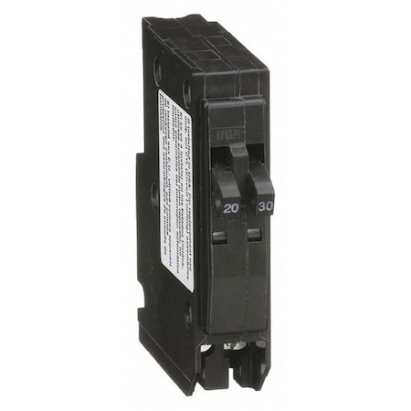 Square D Miniature Circuit Breaker, QO Series, 30A, 1x1, 1x1 Pole, 240V AC, 10kA at 120/240V AC QO2030
