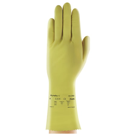 Ansell Chemical Resistant Gloves, Natural Rubber Latex, 12 in L, 17 mil, Beige, 10, 1 PR 88393