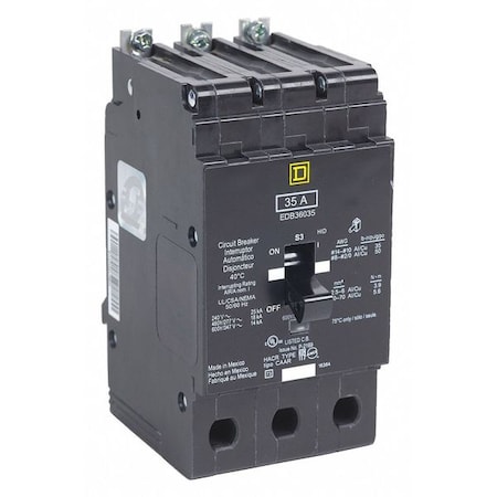 Square D Miniature Circuit Breaker, E FRAME Series, 60A, 3 Pole, 600V AC, 65kA at 120V AC EGB36060