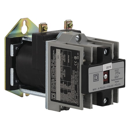 Square D NEMA Control Relay, Type X, machine tool, 10A resistive at 600 VAC, 2 normally open contacts, 115/125 VDC coil 8501XDO20V62