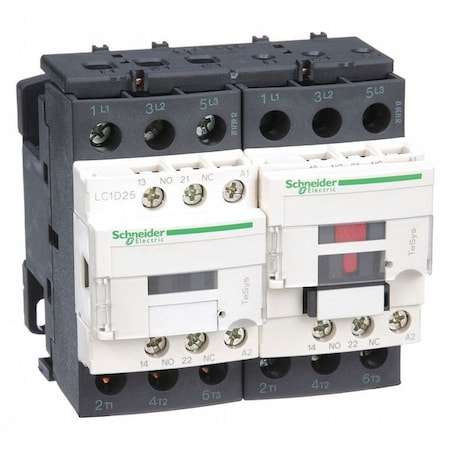 Schneider Electric IEC Magnetic Contactor, 1NC/1NO, 120V AC, 3 P, Reversing, Screw Clamp LC2D25G7
