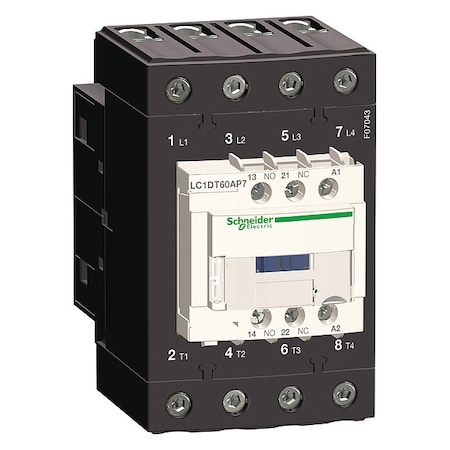 Schneider Electric IEC Magnetic Contactor, 1NC/1NO, 120V AC, 4 P, Screw Clamp LC1DT60AG7