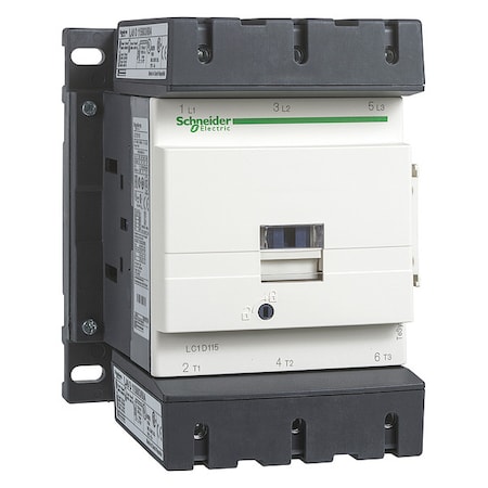 Schneider Electric IEC Magnetic Contactor, 1NC/1NO, 220V AC, 3 P, Non-Reversing, Screw Clamp LC1D115M7