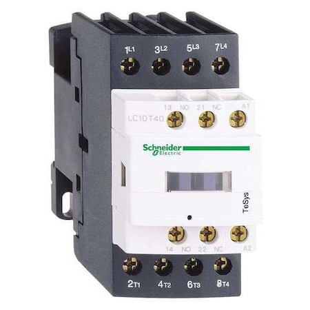 Schneider Electric IEC Magnetic Contactor, 1NC/1NO, 120V AC, 4 P, Non-Reversing, Screw Clamp LC1DT40G7