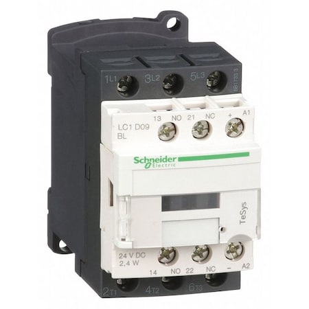 SCHNEIDER ELECTRIC IEC Magnetic Contactor, 3 Poles, 24 V DC, 9 A, Reversing: No LC1D09BL