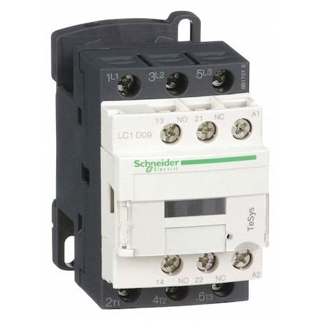 Schneider Electric IEC Magnetic Contactor, 1NC/1NO, 110V AC, 3 P, Non-Reversing, Screw Clamp LC1D09F7