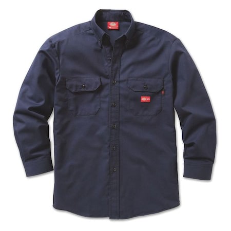 Dickies Flame-Resistant Button Down Work Shirt, 9.5 cal/sq cm, XL, 12% Nylon, 88% Cotton 2837NB XL 0R