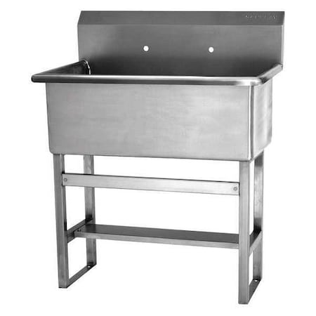 Sani-Lav Floor Mount, 2 Hole, Not Applicable, Silver, Scrub Sink 531F8