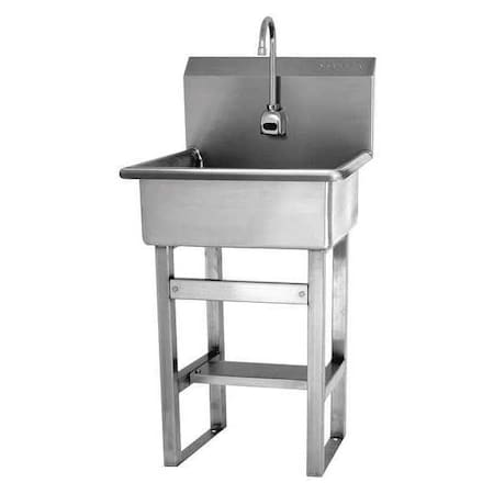 Sani-Lav Floor Mount, 1 Hole, Sensor, Silver, Hands-Free Sink 524B