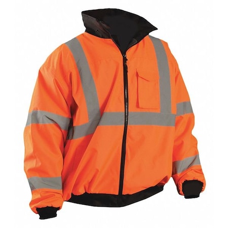 OccuNomix LUX-ETJBJ-OM Value Bomber Jacket, Class 3, ANSI Polyester, Medium, Orange