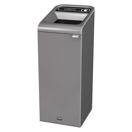 Rubbermaid Commercial 15 gal Rectangular Recycling Bin, Open Top, Gray, Steel, 1 Openings 1961614
