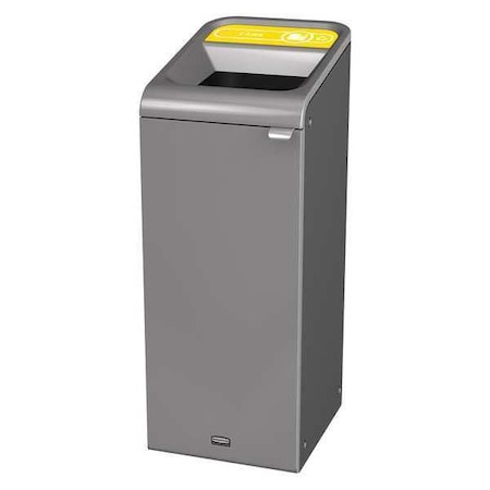 Rubbermaid Commercial 15 gal Rectangular Recycling Bin, Open Top, Gray, Steel, 1 Openings 1961619