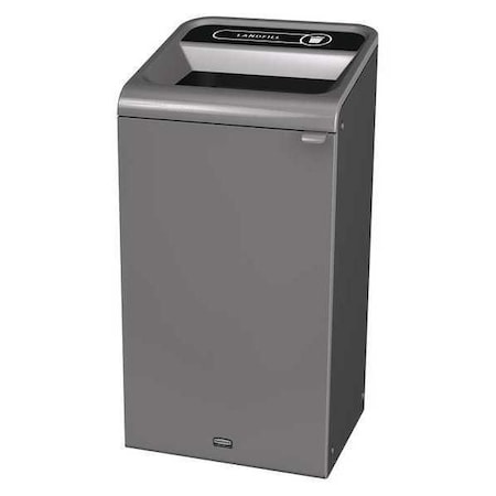 Rubbermaid Commercial 23 gal Rectangular Recycling Bin, Open Top, Gray, Steel, 1 Openings 1961621