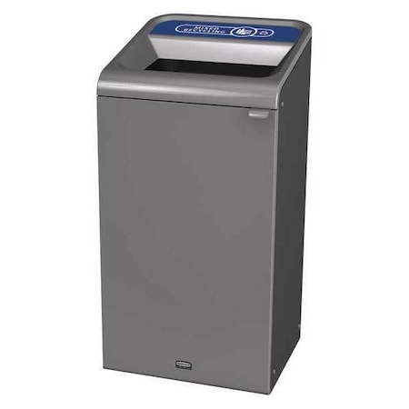 Rubbermaid Commercial 23 gal Rectangular Recycling Bin, Open Top, Gray, Steel, 1 Openings 1961622