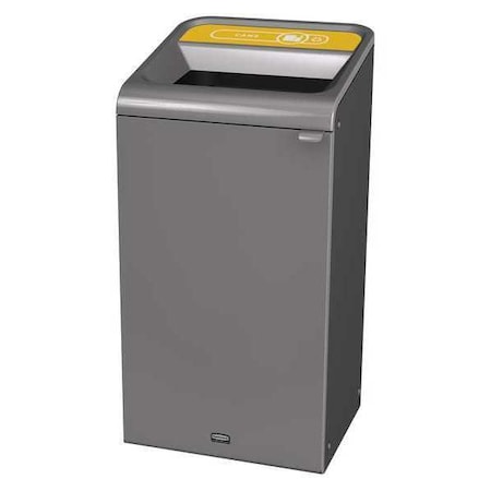 Rubbermaid Commercial 23 gal Rectangular Recycling Bin, Open Top, Gray, Steel, 1 Openings 1961626