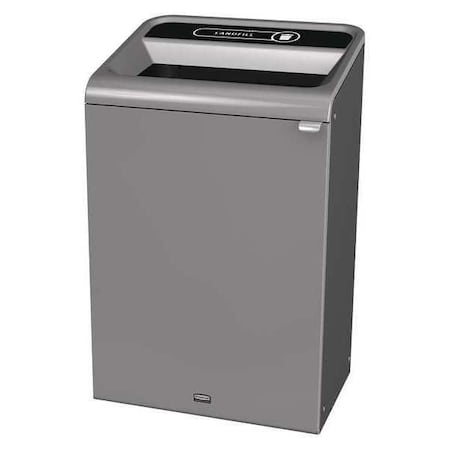 Rubbermaid Commercial 33 gal Rectangular Recycling Bin, Open Top, Gray, Steel, 1 Openings 1961628