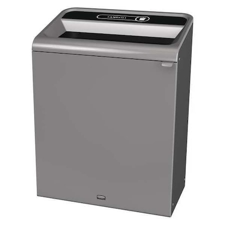 Rubbermaid Commercial 45 gal Rectangular Recycling Bin, Open Top, Gray, Steel, 1 Openings 1961507