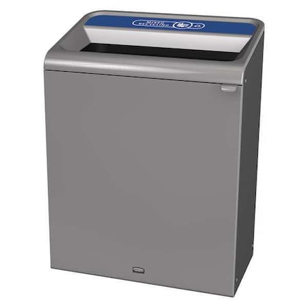 Rubbermaid Commercial 45 gal Rectangular Recycling Bin, Open Top, Gray, Steel, 1 Openings 1961508