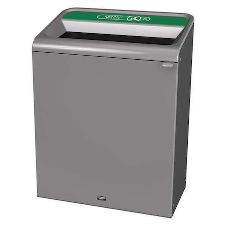 Rubbermaid Commercial 45 gal Rectangular Recycling Bin, Open Top, Gray, Steel, 1 Openings 1961683