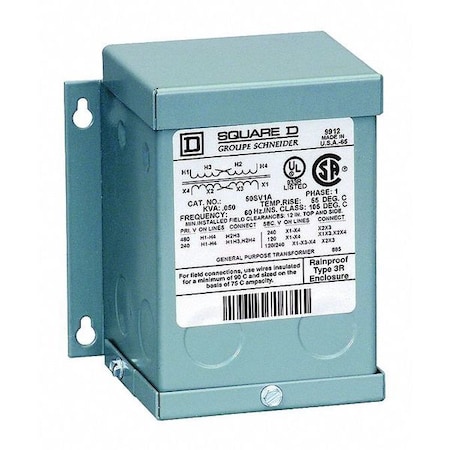 Square D General Purpose Transformer, 3 kVA, NEMA 3R, 120/240V, 208V AC 3S7F