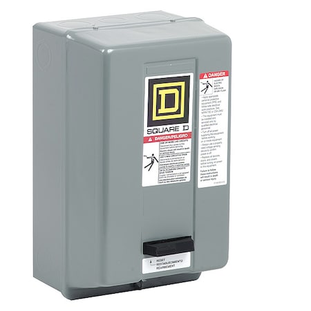 Square D Motor Starter, Non-Reversing, No Auxiliary Contacts, 110V-120V AC, 2 P, Screw Clamp 8536SBG1V02