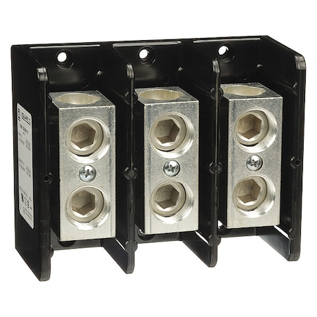 Square D Power Distribution Block, Open, 3 Pole, 420 A Copper, 600 V AC/DC, Surface Mount 9080LBA364101