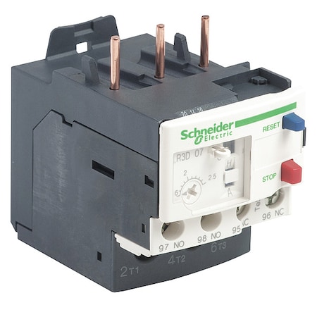 Schneider Electric Thermal Overload Relay, 1NC/1NO, 1.6 A Min current, 2.5 A Max current, 690V AC LR3D07