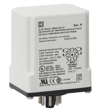 Square D Timer Relay 120Vac 10A Tjck (9050JCK2F15V20) | Zoro