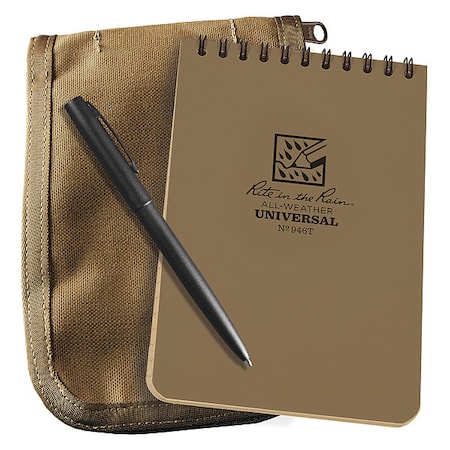 Rite In The Rain Notebook Kit, 4in x 6in Sheet, Tan Cover 946T-KIT