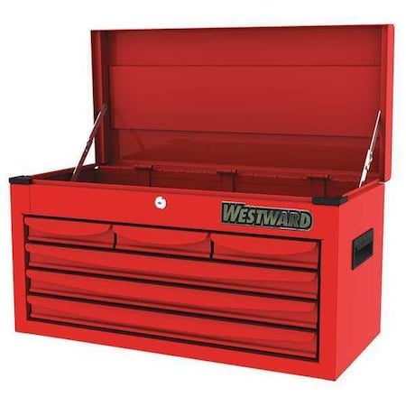 Westward WESTWARD Top Chest, 6-Drawers, Powder Coated Red, 26" W x 12" D x 14" H 48RJ70