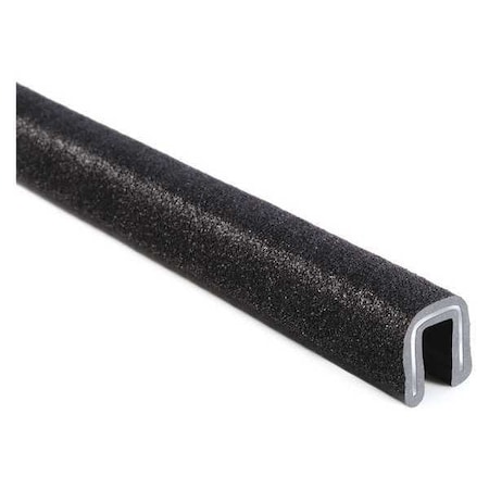 Trim-Lok Edge Trim, PVC, Aluminum, 250 ft Length, 3/8 in Overall Width, Style: Rubber Look 1100B7X1/8-250