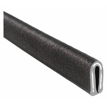 Edge Trim, PVC, Aluminum, 25 ft Length, 0.282 in Overall Width, Style:  Rubber Look