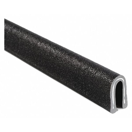 Trim-Lok Edge Trim, PVC, Aluminum, 25 ft Length, 3/8 in Overall Width, Style: Rubber Look 2200SB7X1/8-25