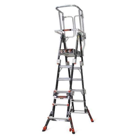Little Giant Ladders 4 to 6 ft Fiberglass, Compact Safety Cage Platform Stepladder, 375 lb Capacity 19504