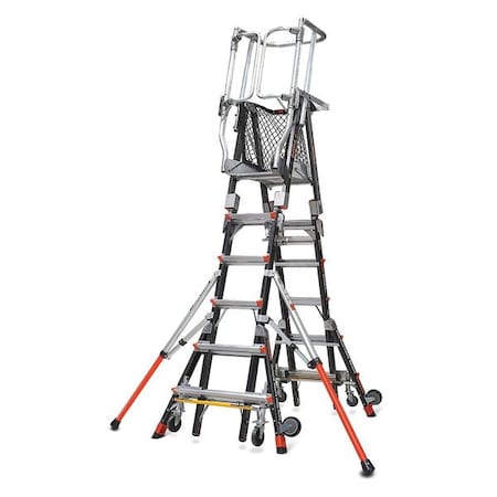Little Giant Ladders 6 to 10 ft Fiberglass, Compact Safety Cage Platform Stepladder, 375 lb Capacity 19506-244