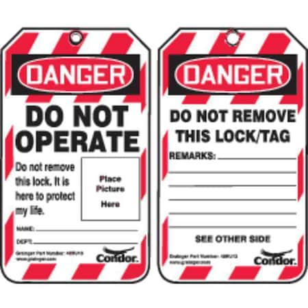 Condor Lockout Tag, Danger, Plastic, 3 1/4 in Width, 5 3/4 in Height ...