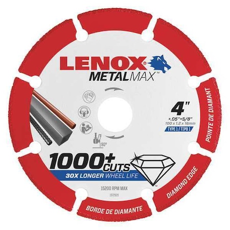 Lenox Angle Grinder Blade, 4"x.050"x5/8" 1972920